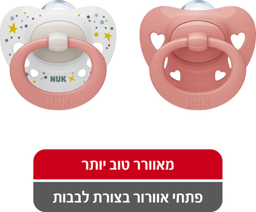 תמונה של NUK זוג מוצצי סיגנטור 0-6 חודשים ורוד